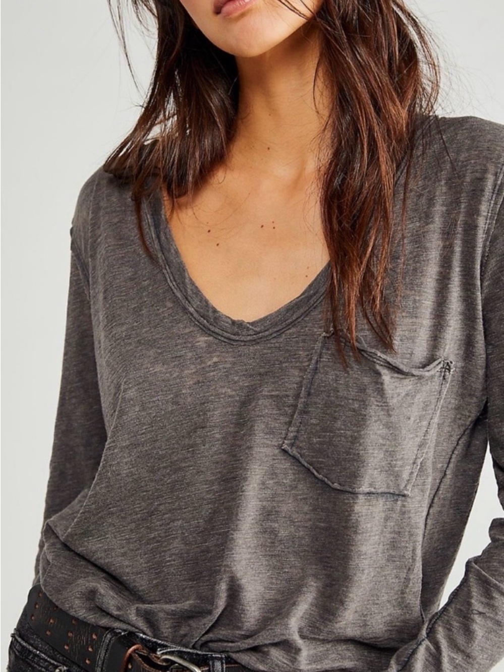 Free People We The Free Betty Long Sleeve Size Medium in Gray